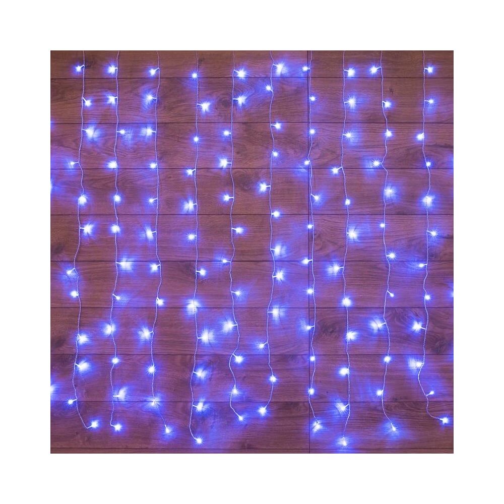 Гирлянда Neon-Night ДОЖДЬ занавес 1,5х1,5 м, прозрачный ПВХ, 144LED синие IP20