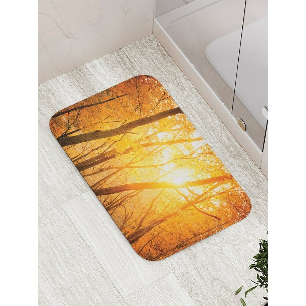 Противоскользящий коврик для ванной, сауны, бассейна JOYARTY Осеннее солнце в лесу