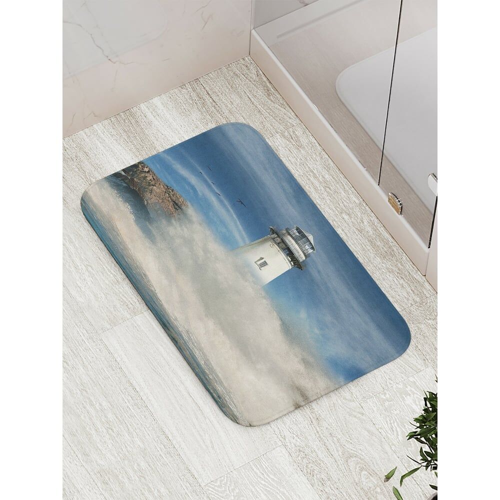 Противоскользящий коврик для ванной, сауны, бассейна JOYARTY Маяк за волной