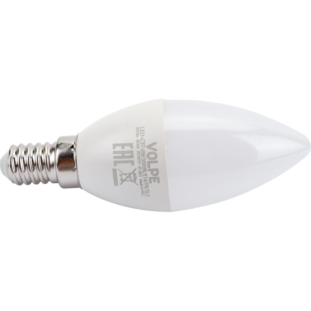 Светодиодная лампа Volpe LED-C37-6W/3000K/E14/FR/SLS