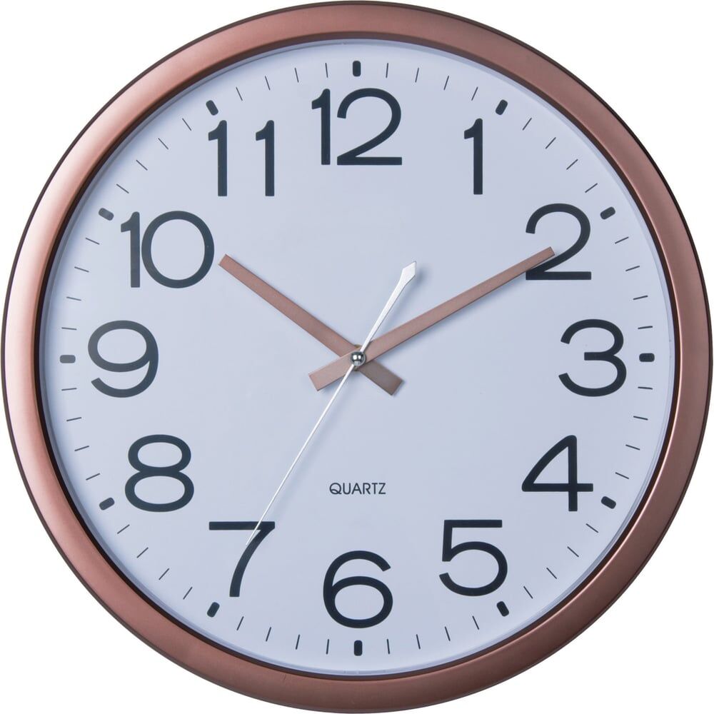 Круглые настенные бесшумные часы Apeyron цвет медь, пластик, диаметр 36.1 см